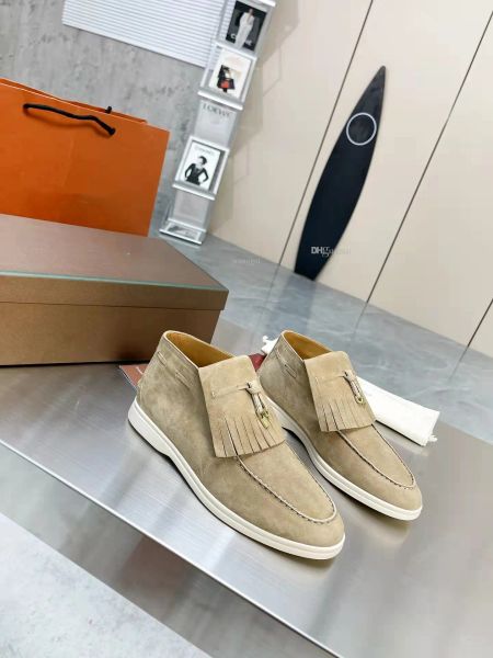 Famosos homens Downtown Womens Dress Shoes Cashmere Mocassins Designers Clássico Fivela Rodada Toes Salto Liso Lazer Conforto Quatro Estações Mulheres High Top Sapato 35-47