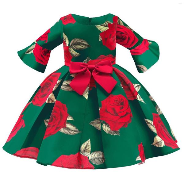 Mädchenkleider Sommer für Mädchen Vestidos Blumen Geburtstagsfeier Kurzarm Prinzessin Kostüm Teen Kinder Abendkleid