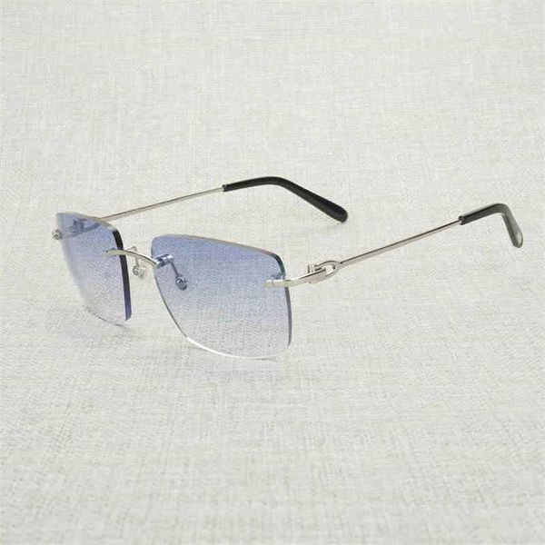 2023 Designer Brille Neue Vintage Randlose Sonnenbrille Männer Frauen Metallrahmen Quadratische Brille Shades culos Gafas Für Outdoor Club Zubehör 011B