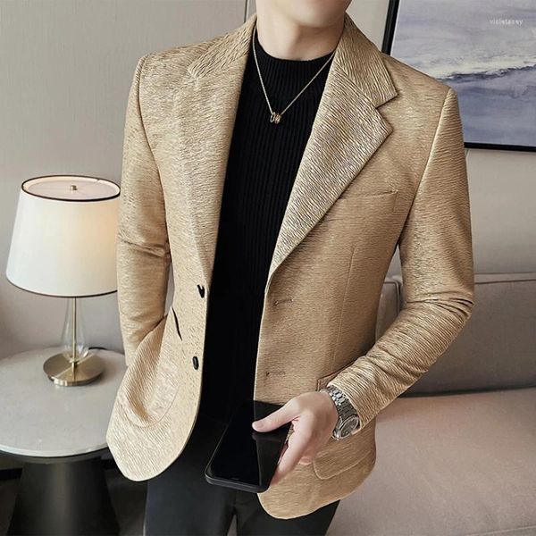 Ternos masculinos primavera/outono xadrez blazer moda negócios casual sênior fino terno jaqueta banquete festa de casamento clube vestido