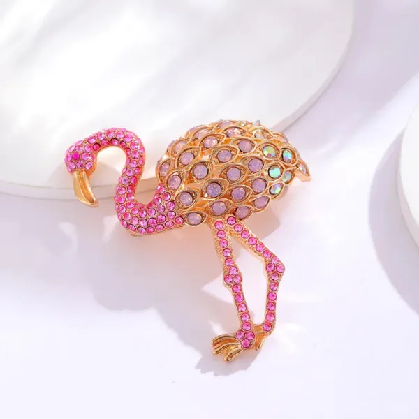 Broches bonito menina pino strass flamingo animais corsage para mulheres moda jóias acessórios