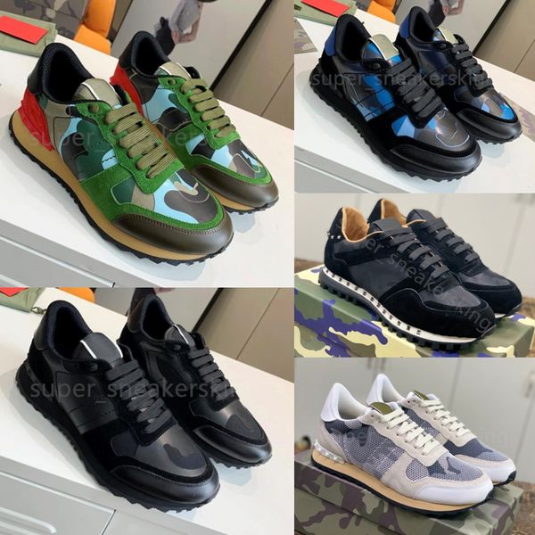 Camouflage sneaker ontwerper schoenen heren trainer militaire groene mesh stof pastel grijs marine nappaleer luxe platform klinknagel sneakers maat 38-46