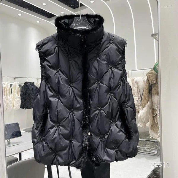 Gilet da donna 2023 Autunno Inverno Gilet Donna Gilet corto Alla moda Spessa Caldo Elegante Giù Cappotto Gilet Giacca senza maniche H660