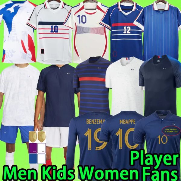 Maillots De Football Soccer ФРАНЦУЗСКИЙ БЕНЗЕМА МБАППЕ ГРИЗМАН ПОГБА 22 23 Франция Мужчины Дети КИМПЕМБЕ ФЕКИР Майо Женская рубашка Hommes Kante Jerseys 17