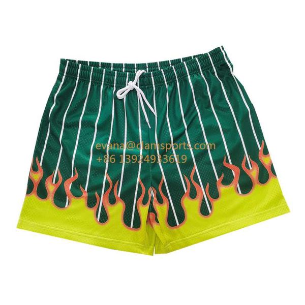 Shorts masculinos Custom Unisex Basketball Training Gym Gym Double Cayer Polyester em toda a malha impressa com bolsos