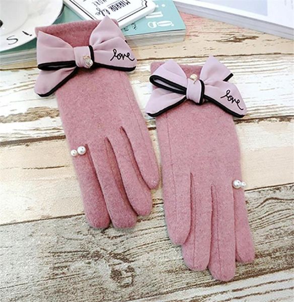 Fingerlose Handschuhe 2021 Frauen Wolle Winter Warm Touch Screen Butterflyknot Verdicken Fäustlinge Für Elegante DIY Luxus Design Handschuh5772781