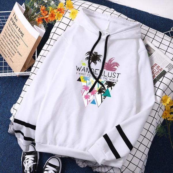 Frauen Hoodies Sweatshirts Wanderlust Want To Travel World Hoodie Frau Hip Hop Oversize Splicing Hooded Harajuku Fleece Hoody Casual Wom