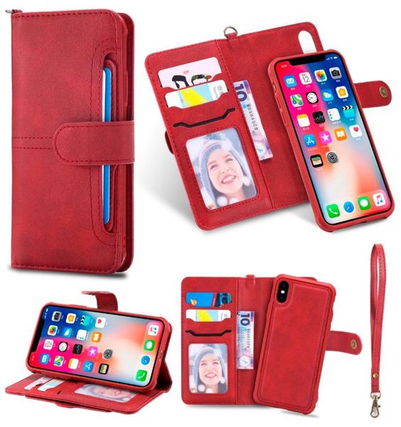 Destacável macio tpupu couro carteira folio casescover para iphone xr x 11 pro xs max 8 7 6 6s plus flip case cartão bolso magnético7047567
