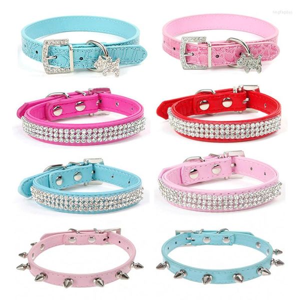 Collari per cani Ciondolo in cristallo Collare per animali Fibbia per cuccioli Guinzagli per cani Tracolla Accessori per animali Punk Rivetto a punta S/M