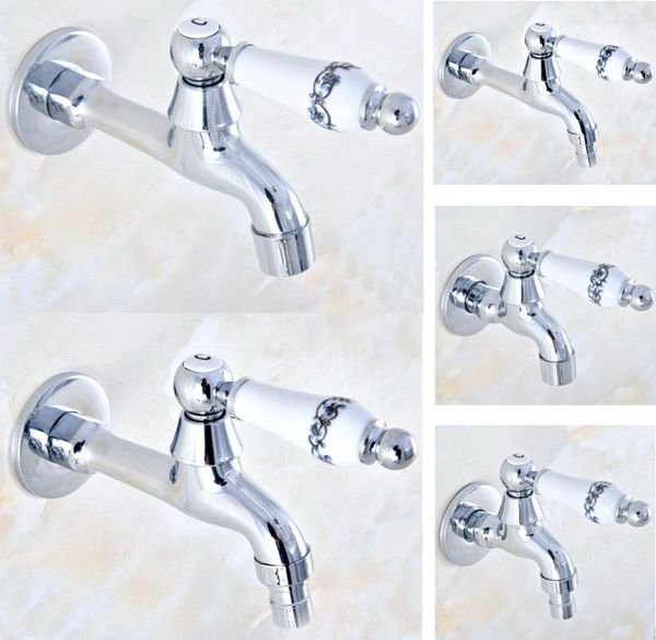 Torneiras de pia do banheiro Cromo Ceramic Handle Machine Torneira / Tapete de água do jardim / e MOP piscina de lavanderia Cold Taps