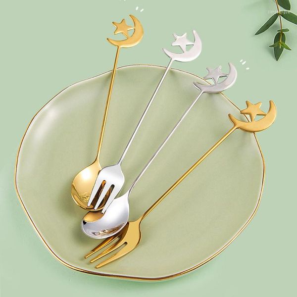 Dinnerware Sets Moon Star Spoon Fork Conjunto Ramadan Decorações de jantar de tabela para casa Muslim Muslim Eid Mubarak Party Decoration Supplies