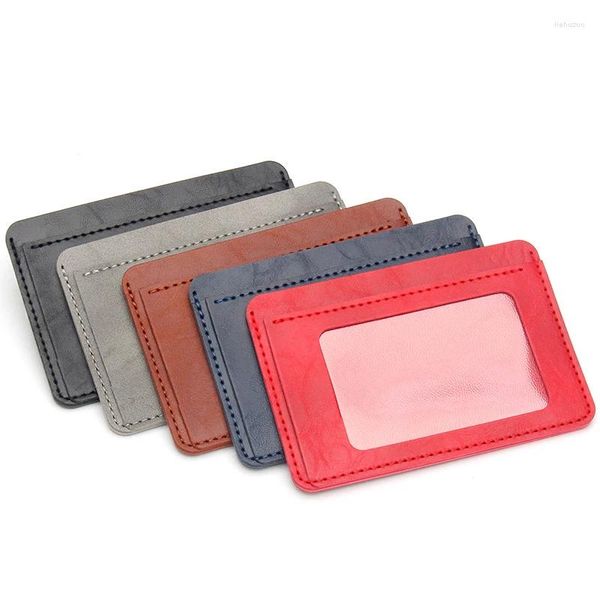 Titulaires de cartes Slim PU Portefeuille en cuir pour hommes Mâle Mince Mini ID Titulaire Solide Couleur Banque Cadeau Boîte Multi Slot Case