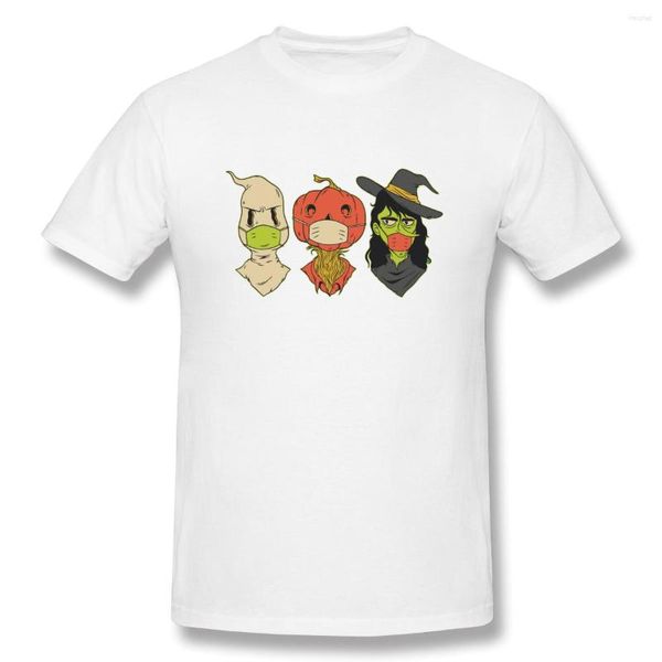 Camisetas masculinas Halloween amigas com máscara face amiga básica de manga curta T-shirt Tamanho europeu