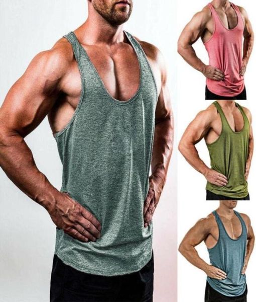 Yoga Outfits Casual Shirt Herren Gym Weste Racerback Bodybuilding Muscle Stringer Plain Tank Top Fitness Male144482325386816