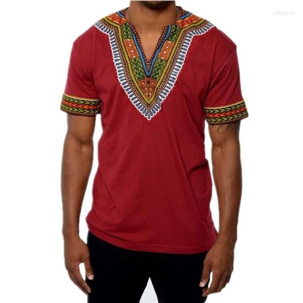 Roupas étnicas verão homens africanos camisetas Dashiki Africa Top Print Rich Bazin Bazin Casual Manga Camista Man STREETHEATE FOLK