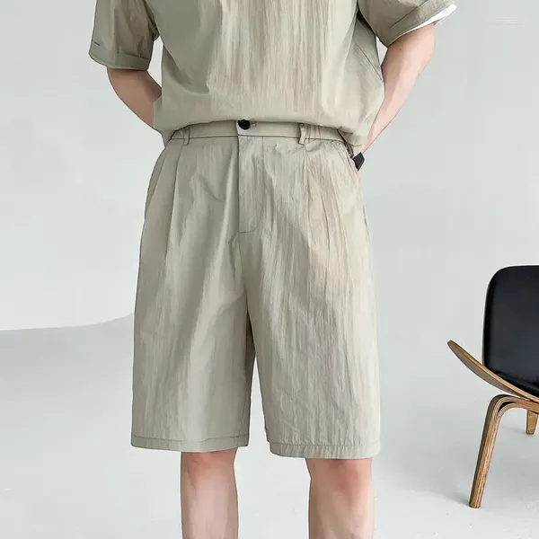 Pantaloncini da uomo Abito estivo sottile da uomo Moda sociale Abito da uomo coreano sciolto dritto seta ghiaccio ufficio formale