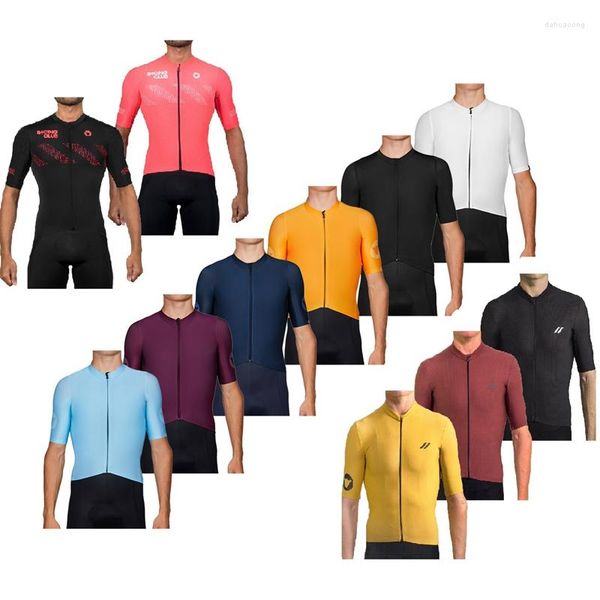 Jackets de corrida Coleção de equipes de ovelha negra 19 blocos camisa de manga curta de cor pura cor azul amarelo mtb camisa respirável