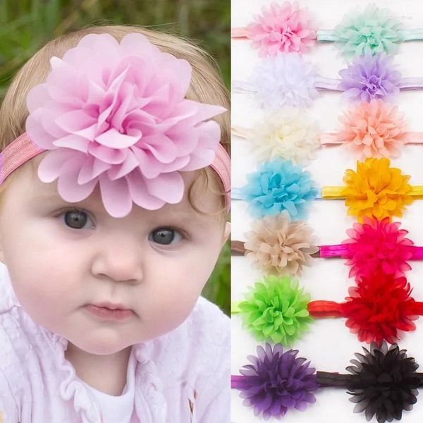 Accessori per capelli Fascia per fiori per bambina carina Copricapo in chiffon elastico color caramello Fascia per capelli per principessa Testa per bambini nati