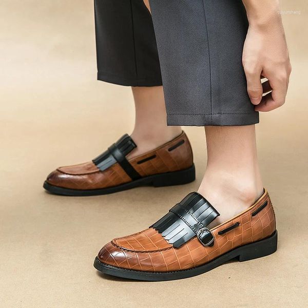 Классические кожаные мужские туфли в деловом стиле, мода 2023, повседневные мужские деловые офисные трендовые мужские лоферы для свадебной вечеринки