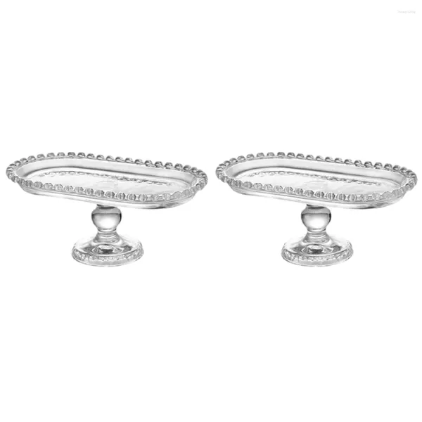 Conjuntos de louça 2 pc bandeja de sobremesa decoração de cristal requintado placa de frutas recipiente de armazenamento de frutas de vidro servindo