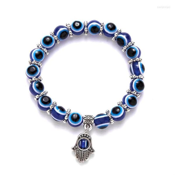 Bettelarmbänder Türkisches Glücksarmband des Bösen Auges für Frauen Retro Blau Böse Perlenarmbänder Männer Fatima Hand Palm Boho Schmuck