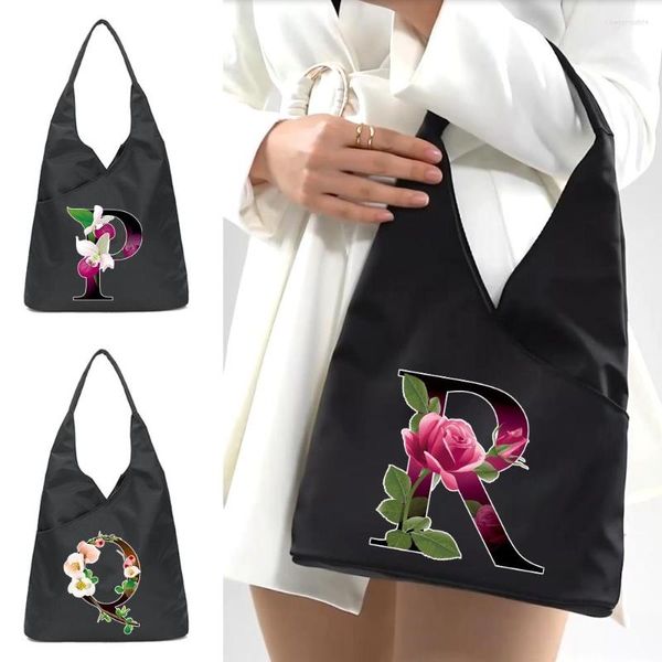Alışveriş çantaları 2023 omuz çantası kadınlar koltuk altı moda gündelik tote çiçek renkli baskı düğmeleri çanta taşınabilir organizatör