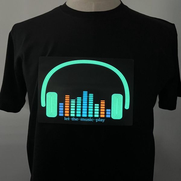 Herren T-Shirts Weihnachtsfeier DJ Equalizer Display leuchtende Musik leuchtet leuchtendes LED-T-Shirt 230404