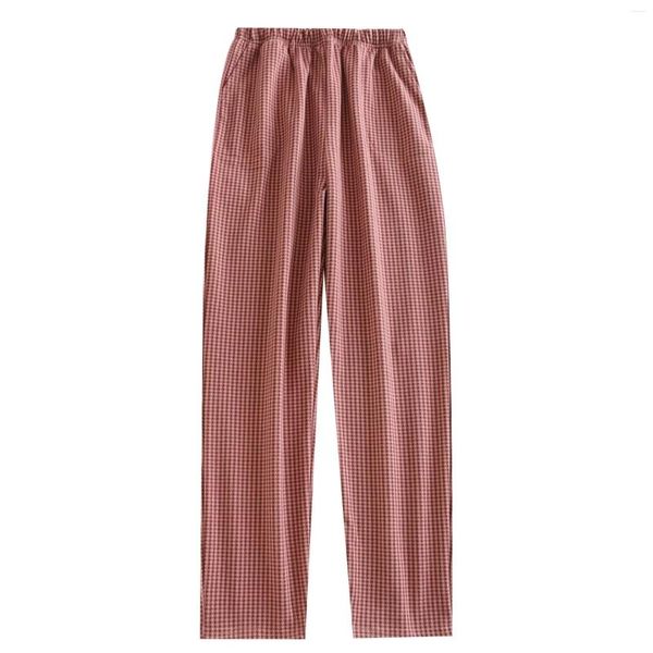 Pantaloni da pigiama scozzesi in velluto sottile da notte da donna con vita semplice e pantaloni caldi oversize larghi per la casa. Casual può essere indossato Ext Femal