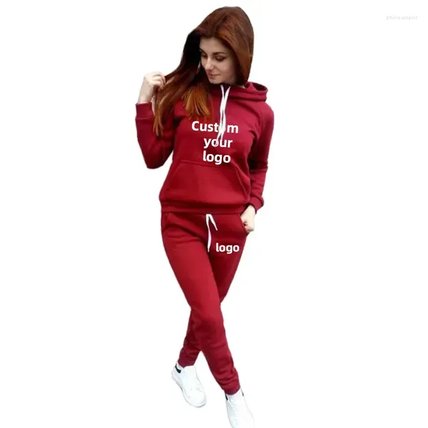 Kadınlar İki Parçalı Pantolon Sonbahar Kadın Terzini Spor Giyim Özel Logo Bayanlar Hooded Sweatshirt Jogging Elbise Kıyafet Hoodies