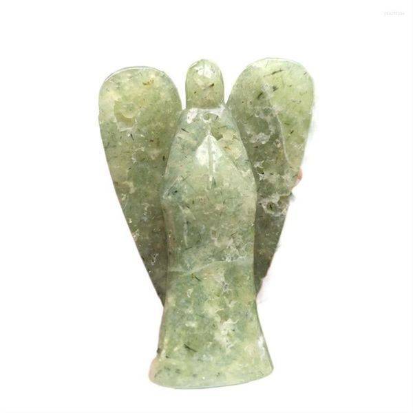 Figurine decorative Bella pietra preziosa di cristallo naturale Scultura a mano Angelo Prehnite Angeli per la decorazione domestica