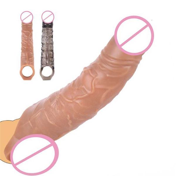 Brinquedo sexual massageador, manga peniana reutilizável, extensor grande, atraso na ejaculação, extensão peniana, brinquedos masculinos para homens