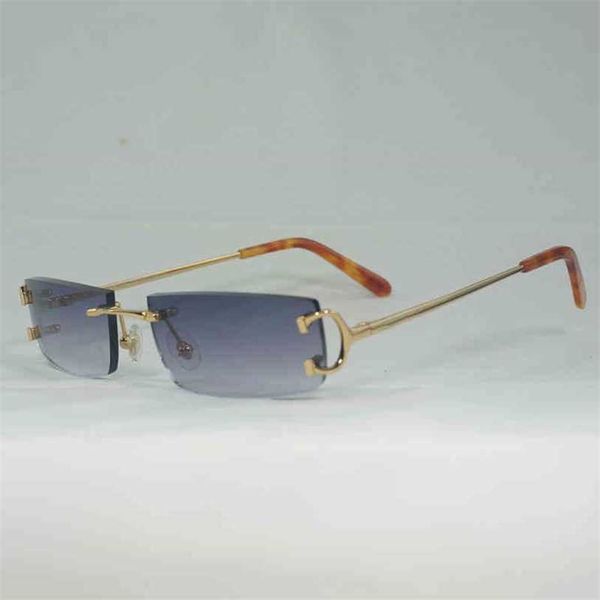 2023 Designer Brille Neue Vintage Kleine Linse C Draht Männer Randlose Quadratische Sonnenbrille Frauen Für Outdoor Club Klare Gläser Rahmen culos Shades