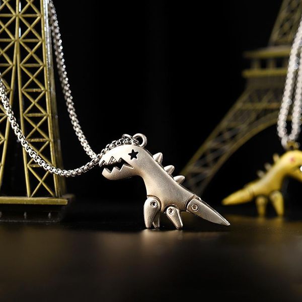 Anhänger Halsketten Stil Jahr Geschenk Schmuck Gothic Kette bewegliches Gelenk Dinosaurier übertrieben hängende Frau Halskette weiblich