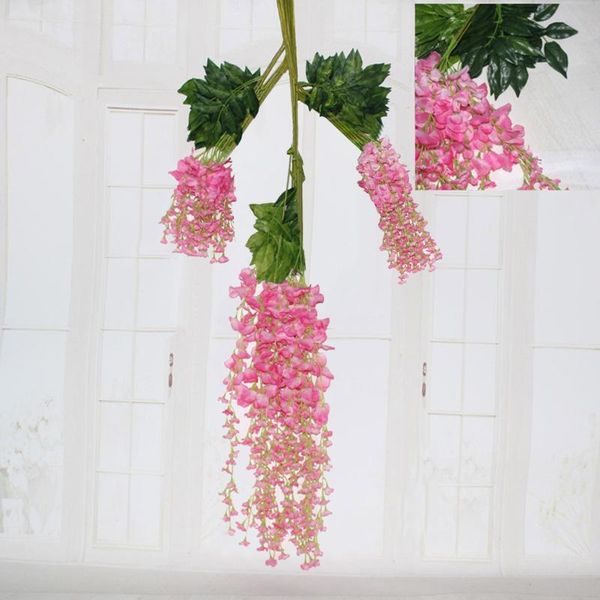 Ghirlande di fiori decorativi 12 pezzi Glicine Fiore artificiale Seta cespugliosa Vite Ratta Decorazione da giardino all'aperto Matrimonio vintage