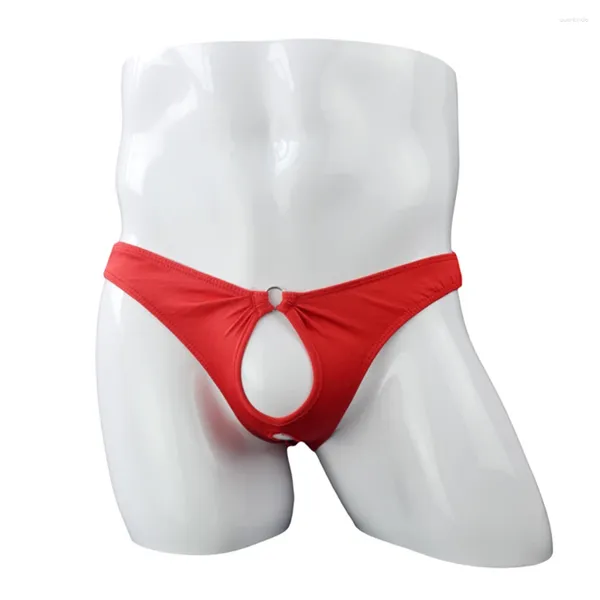 Cuecas abertas frente buraco briefs homens expostos galo roupa interior baixa ascensão g-string tanga pornô gay lingerie erótica