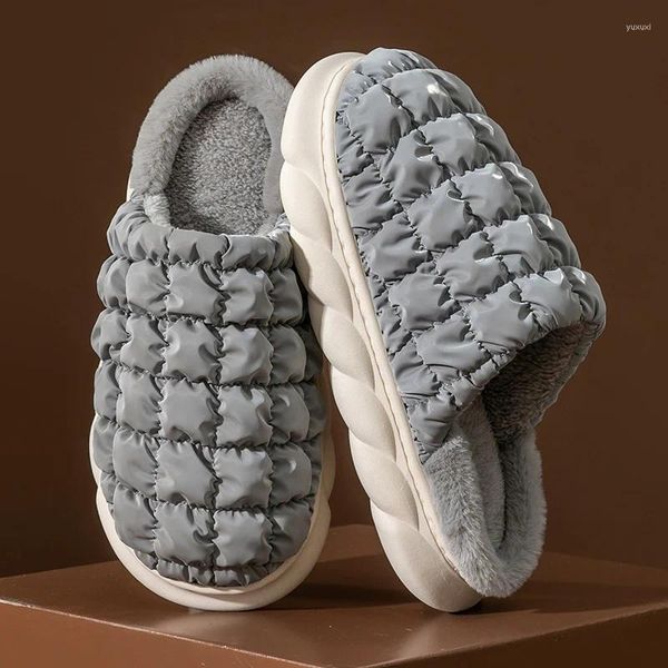 Chinelos de inverno sapatos de algodão masculinos moda mais veludo manter quente interior impermeável anti-deslizamento amostra confortável calçado masculino