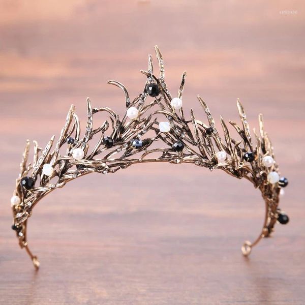 Fermagli per capelli Corona da sposa in cristallo vintage Diademi Strass Diadema in rame per le donne Accessori per gioielli da sposa