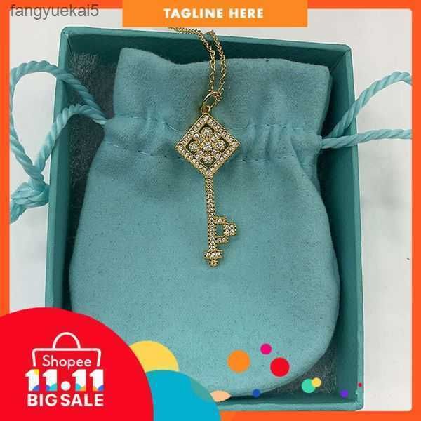 Модельер-дизайнер Tiff Ring Top T home Ожерелье-ключ из стерлингового серебра 925 пробы, универсальное ожерелье с бриллиантами, инкрустированное подсолнухом, китайский узел, простая цепочка для свитера JLAS