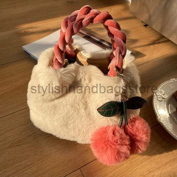 Umhängetaschen Handtaschen Weiches Fell Plüsch Damen Umhängetasche Winter Mode Damen Schulter Umhängetasche Kirsche Weibliche Geldbörse Handtaschenstylishhandbagsstore