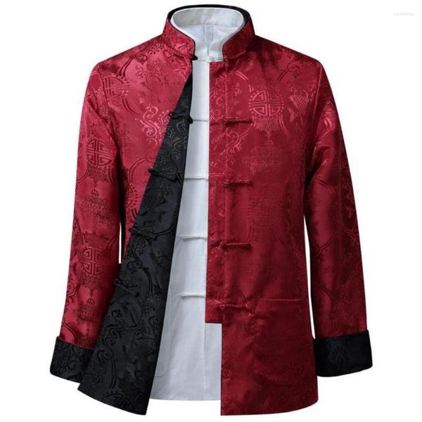 Erkekler Suits Jacquard Tang Suit Ceketler Bahar Sonbahar Çift Taraflı Tek Kelime Stand Yakası Soyunma Chinoiserie Casual Blazers 1 Parça