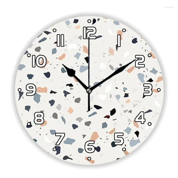 Orologi da parete Orologio minimalista con pietre naturali in granito, marmo, terrazzo, per soggiorno, moderno, in pietra calcarea, struttura in cemento