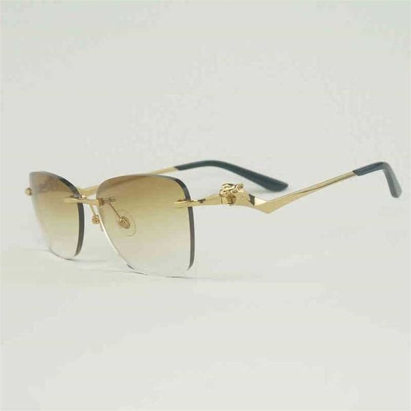 2023 Designer Brille Neue Vintage Leopard Stil Sonnenbrille Frauen Randlos Oval Metallrahmen Brille Für Männer Outdoor Club culos Shades 01