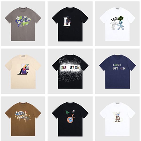 Designer de moda dos desenhos animados camiseta com letras impressas casual verão solto manga curta masculino e feminino combinando S-XL tina