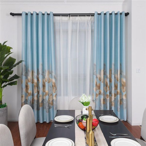 Cortina folhas de cortinas impressas cortinas de blackout para sala de estar quarto de cozinha de cozinha de poliéster Plant Window Drapes decoração