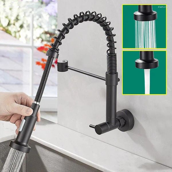 Torneiras de cozinha de bronze principal primavera torneira de água fria bacia de vegetais pia vertical lavanderia piscina entrada de parede único waterfaucet