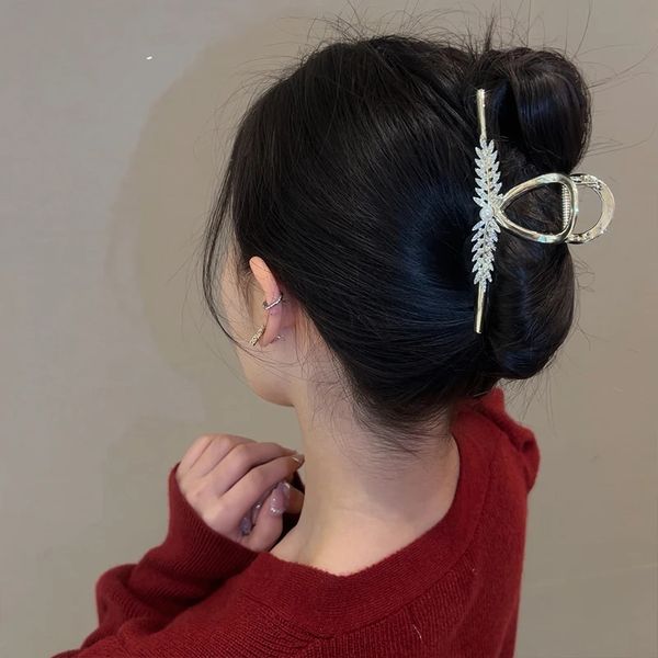 Spiga di grano Artiglio per capelli in metallo Moda geometrica Lega di perle Clip per capelli a croce Strass lucidi fai-da-te Clip grande di grandi dimensioni