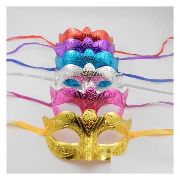 Máscaras de festa chapeamento de ouro bonito criança máscara veneziana masquerade olho carnaval dança traje cosplay mardi gras mix cor gota entrega hom dhlb5