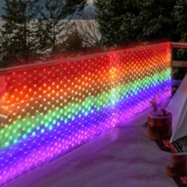 Dizeler Thrisdar 2x1m 384 LED Net String Lights Mesh Noel Bayrağı 8 Modlar Düğün Bahçesi Dekoru