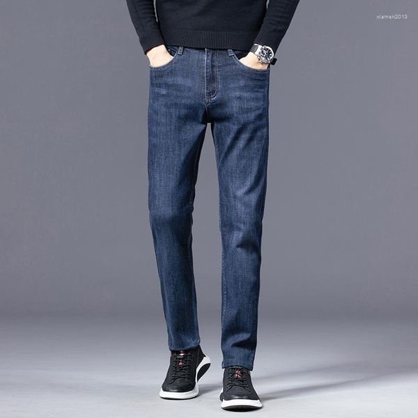 Abiti da uomo Lansboter Blu Jeans primaverili e autunnali Pantaloni da uomo larghi da lavoro dritti lunghi elasticizzati casual