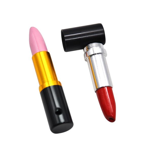 TOPPUFF Metallpfeife Lippenstiftpfeifen Kreative Verkleidungspfeife 80 mm lang Aus Aluminium- und ABS-Rohren